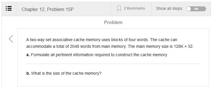 Solved Chapter 12, Problem 15P 2 Bookmarks Show all steps: | Chegg.com