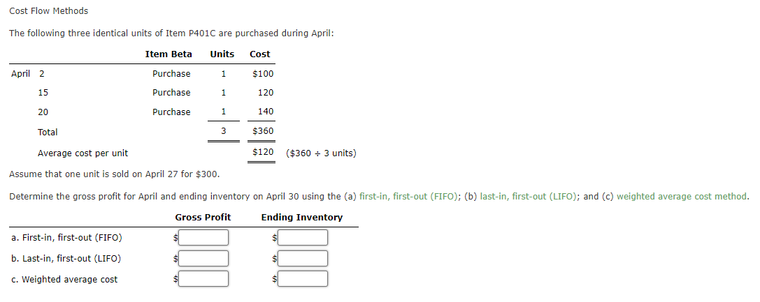 Solved Cost Flow Methods The following three identical units | Chegg.com