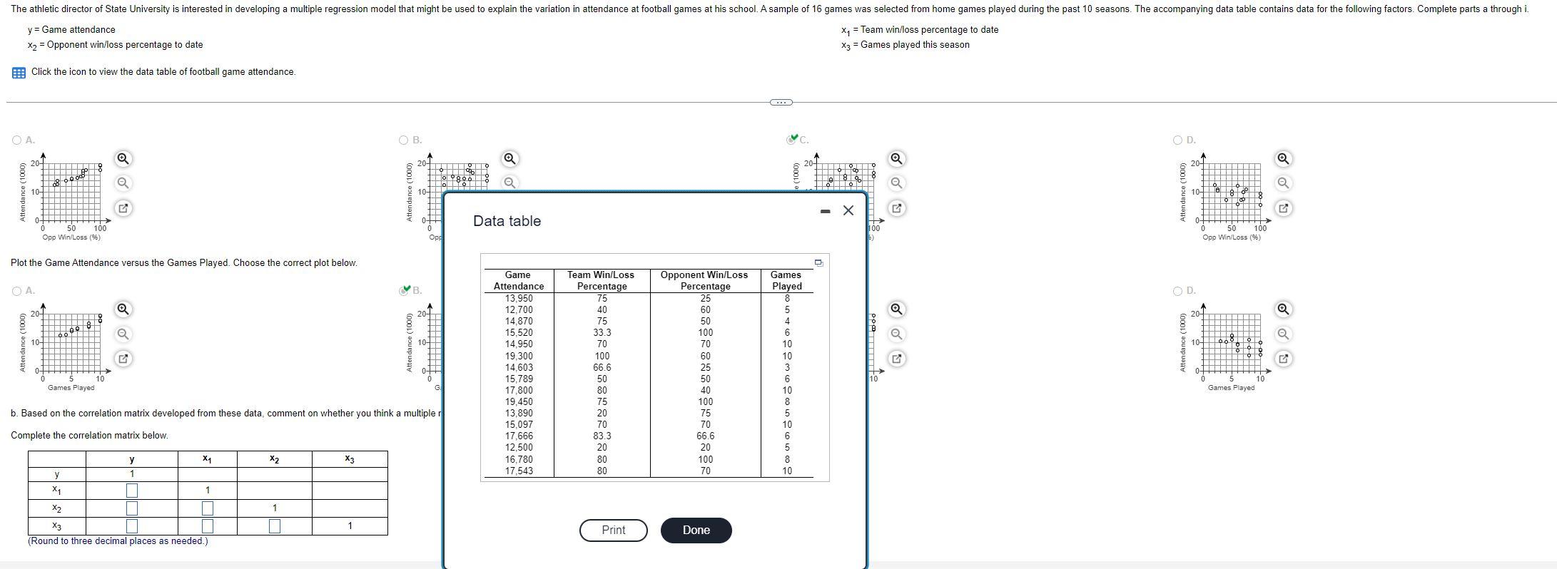 Solved Based on the correlation matrix developed from these | Chegg.com