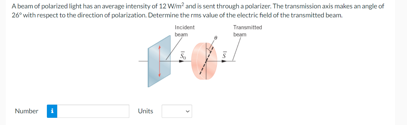 Solved A beam of polarized light has an average intensity of | Chegg.com