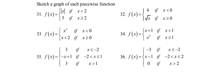 Solved Sketch a graph of each piecewise function 31. | Chegg.com