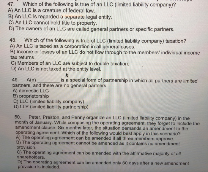 Which Of The Following Is True Of An Llc