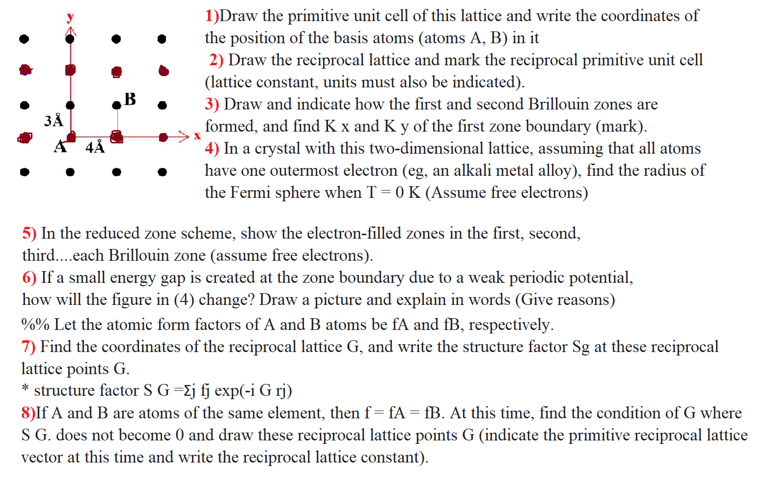 1)Draw the primitive unit cell of this lattice and | Chegg.com