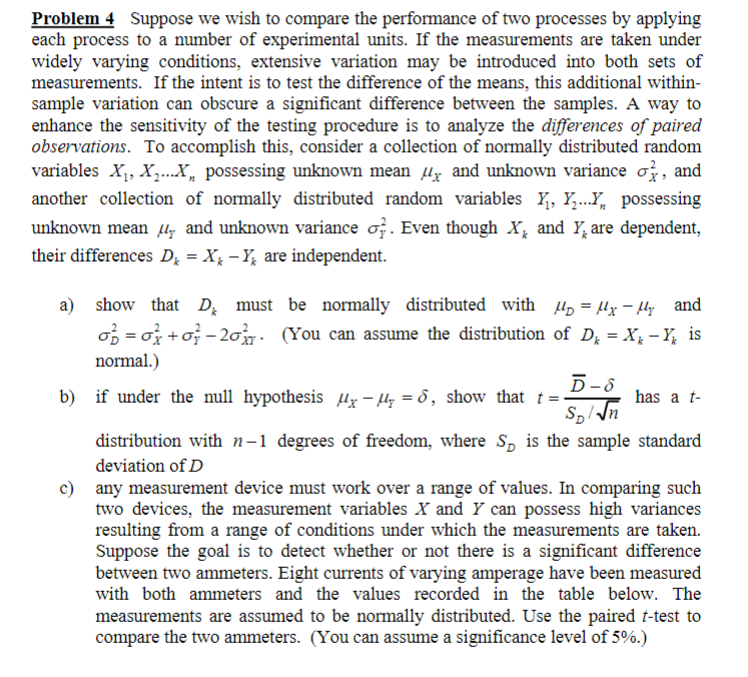 Solved Problem 4 Suppose we wish to compare the performance | Chegg.com