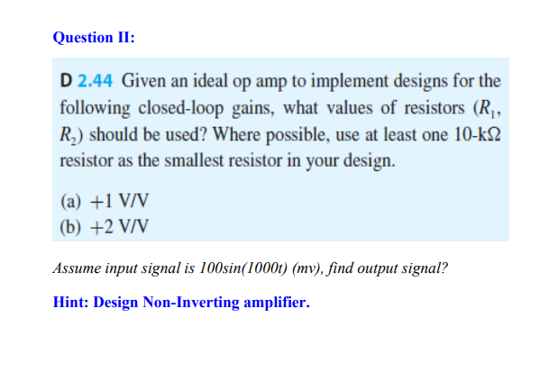 Solved D 2.44 Given An Ideal Op Amp To Implement Designs For | Chegg.com