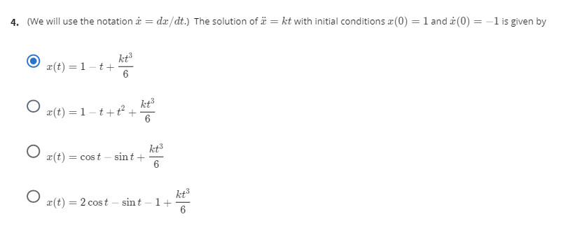 Solved (We will use the notation x' = dx/dt.) The solution | Chegg.com