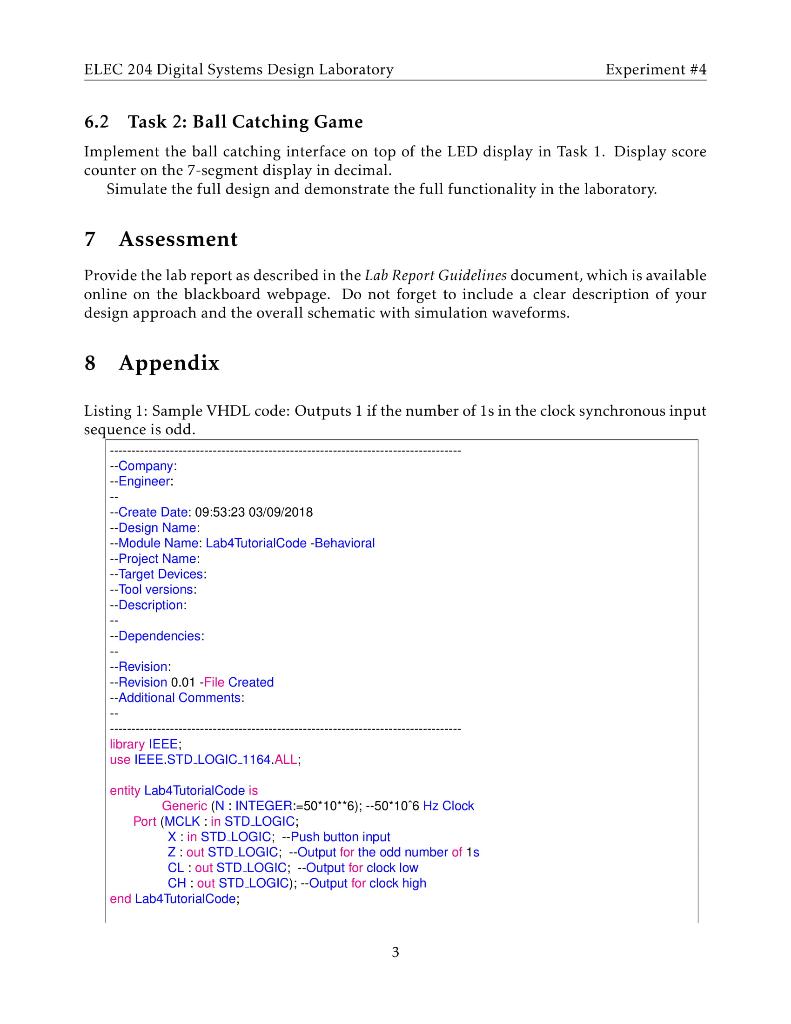 ELEC 204 Digital Systems Design Laboratory Experiment | Chegg.com