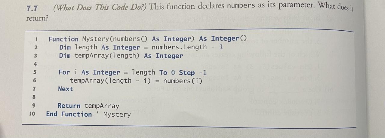 Solved 7.7 (What Does This Code Do?) This function declares | Chegg.com
