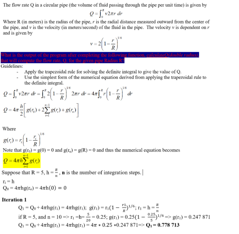 Solved The flow rate Q in a circular pipe (the volume of | Chegg.com