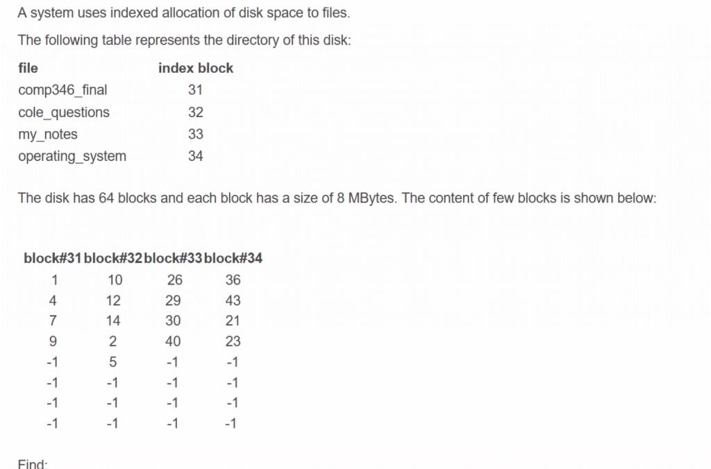 Solved A system uses indexed allocation of disk space to | Chegg.com