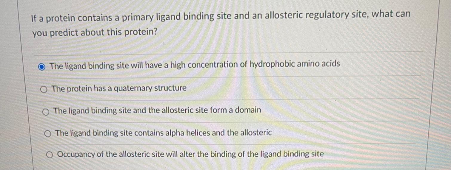 Solved If a protein contains a primary ligand binding site | Chegg.com