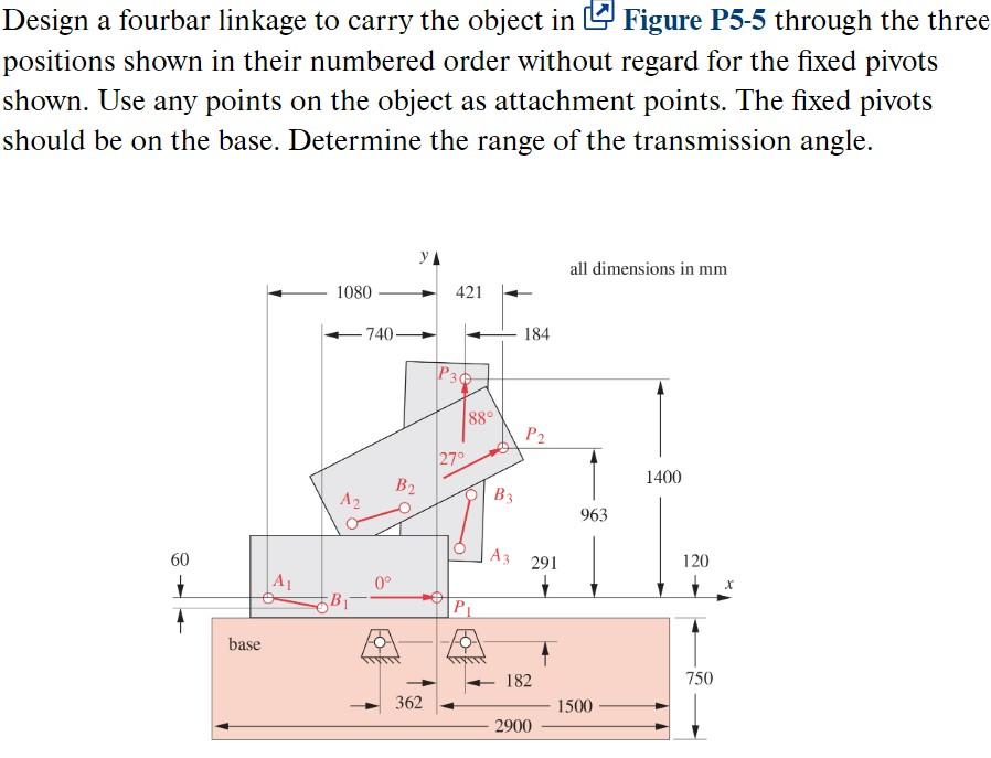 Solved Design A Fourbar Linkage To Carry The Object In | Chegg.com