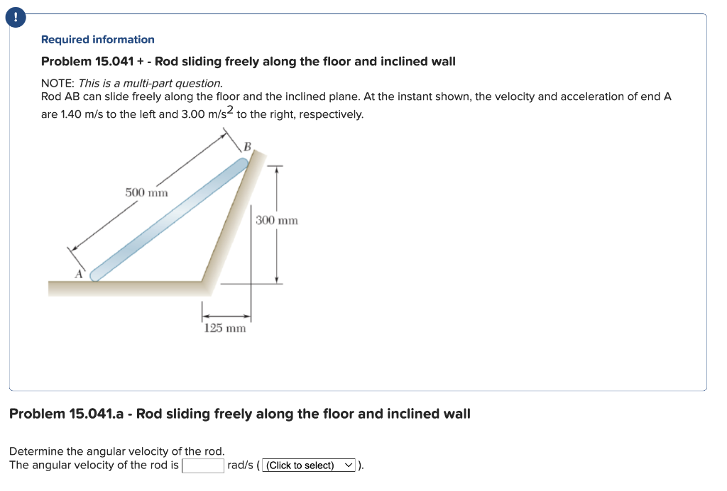 Solved Problem 15.041+− Rod sliding freely along the floor | Chegg.com