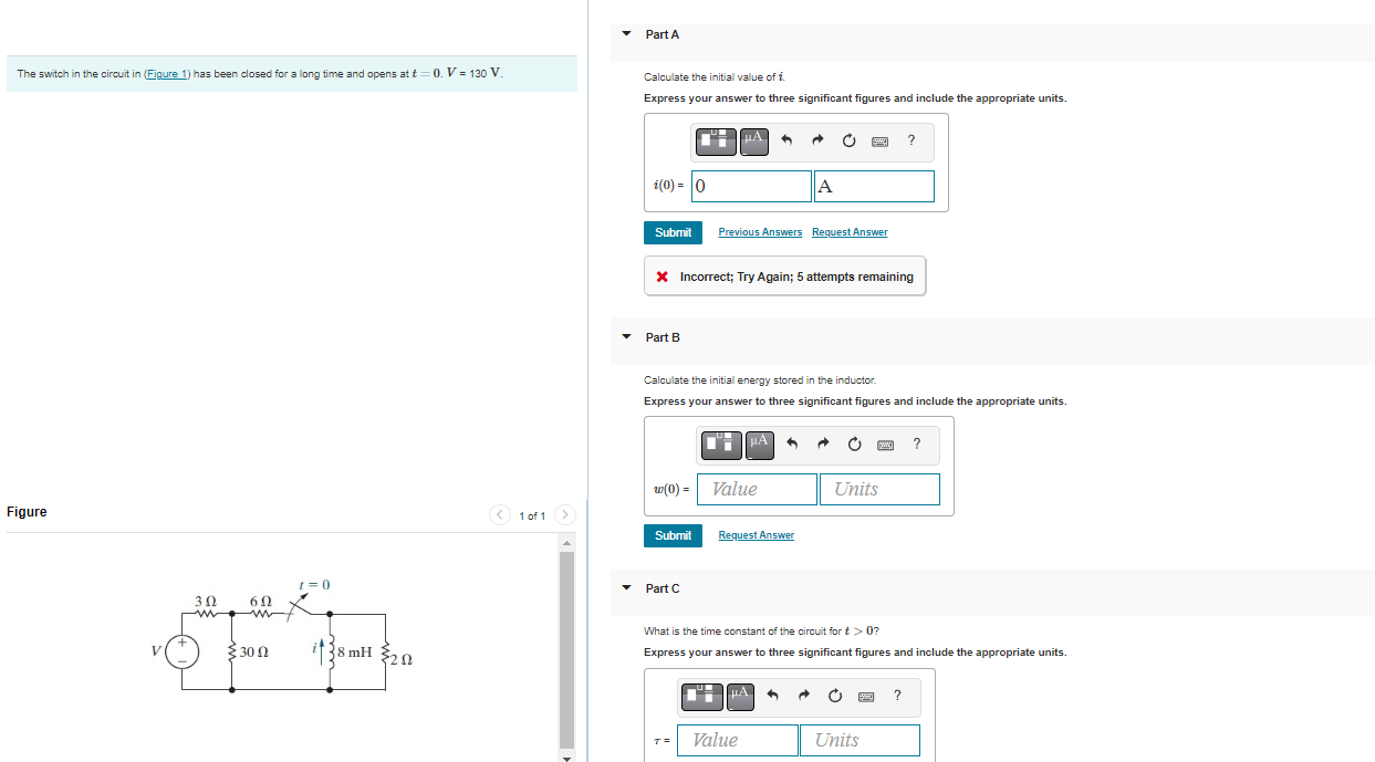 Solved The Switch In The Circuit In (Figure 1) Has Been | Chegg.com