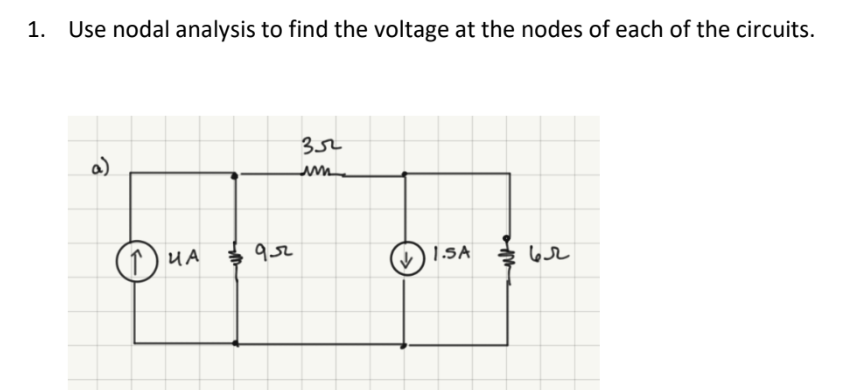 Solved 1. Use nodal analysis to find the voltage at the | Chegg.com