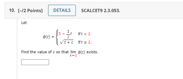 Solved 10. (-/2 Points) DETAILS SCALCET9 2.3.053. Let 2 Ift | Chegg.com