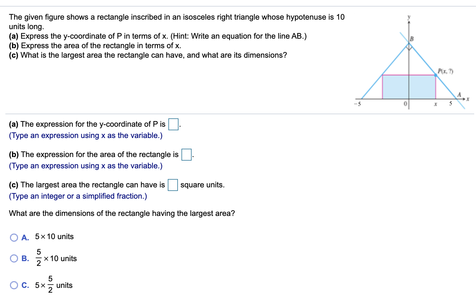 Solved The given figure shows a rectangle inscribed in an