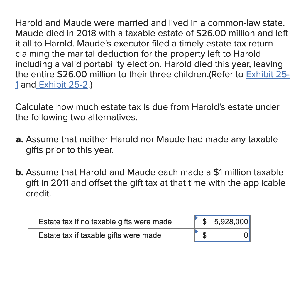 Solved Harold and Maude were married and lived in a | Chegg.com