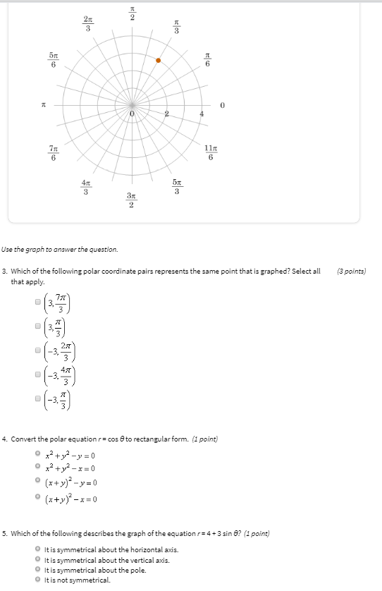 Solved (1 point) The polar coordinates of a point are Which | Chegg.com