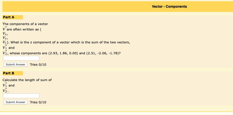 Solved Vector - Components Part A The components of a vector | Chegg.com