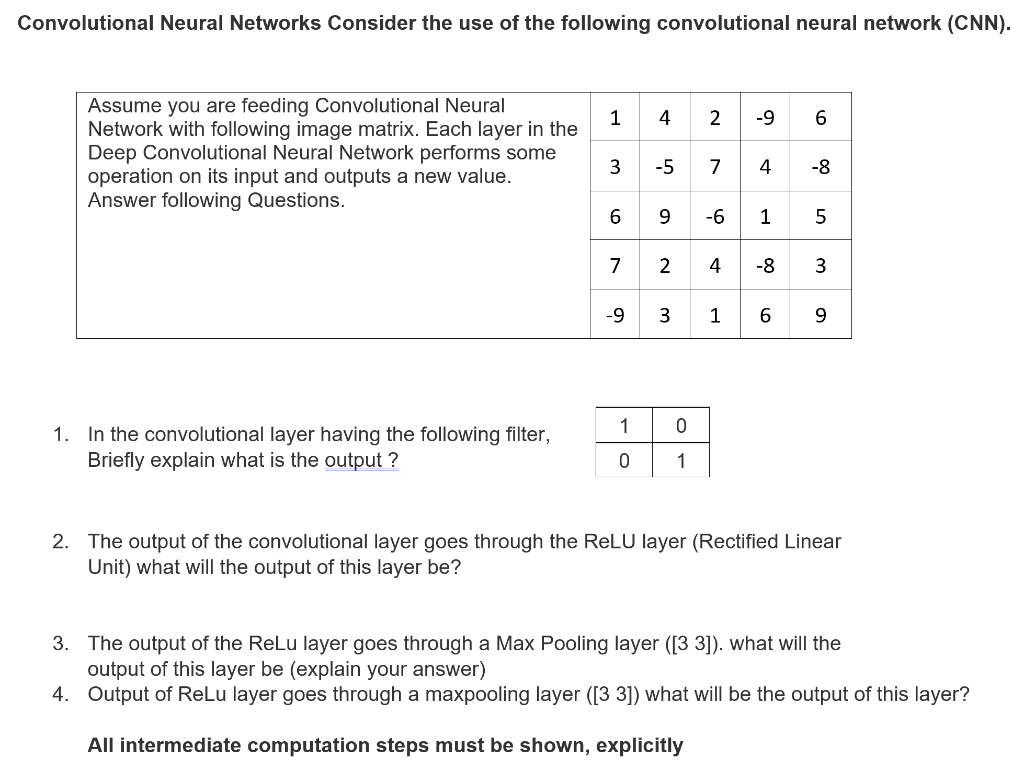 Solved Convolutional Neural Networks Consider the use of the | Chegg.com
