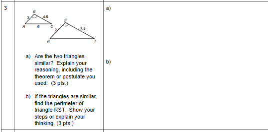 Solved a) Are the two triangles similar? Explain your | Chegg.com