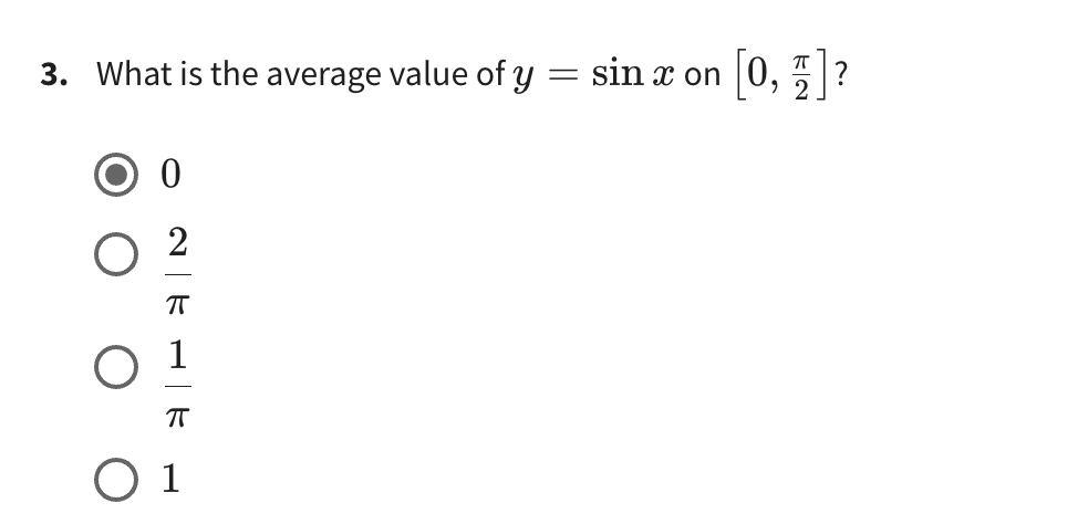 average value of sinx from 0 to pi