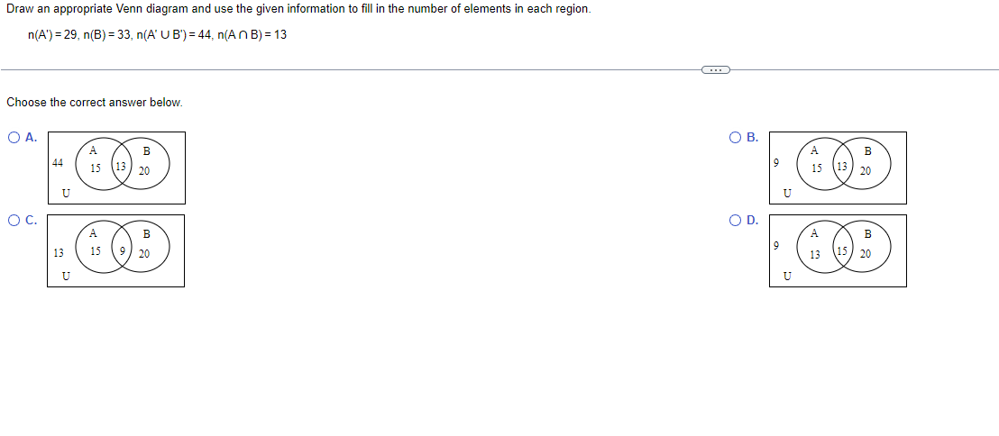 Solved Draw a Venn diagram and use the given information to | Chegg.com