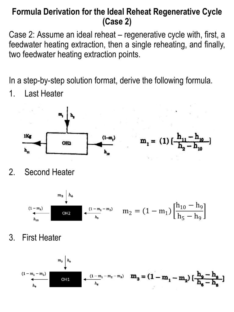 Solved Formula Derivation For The Ideal Reheat Regenerative | Chegg.com