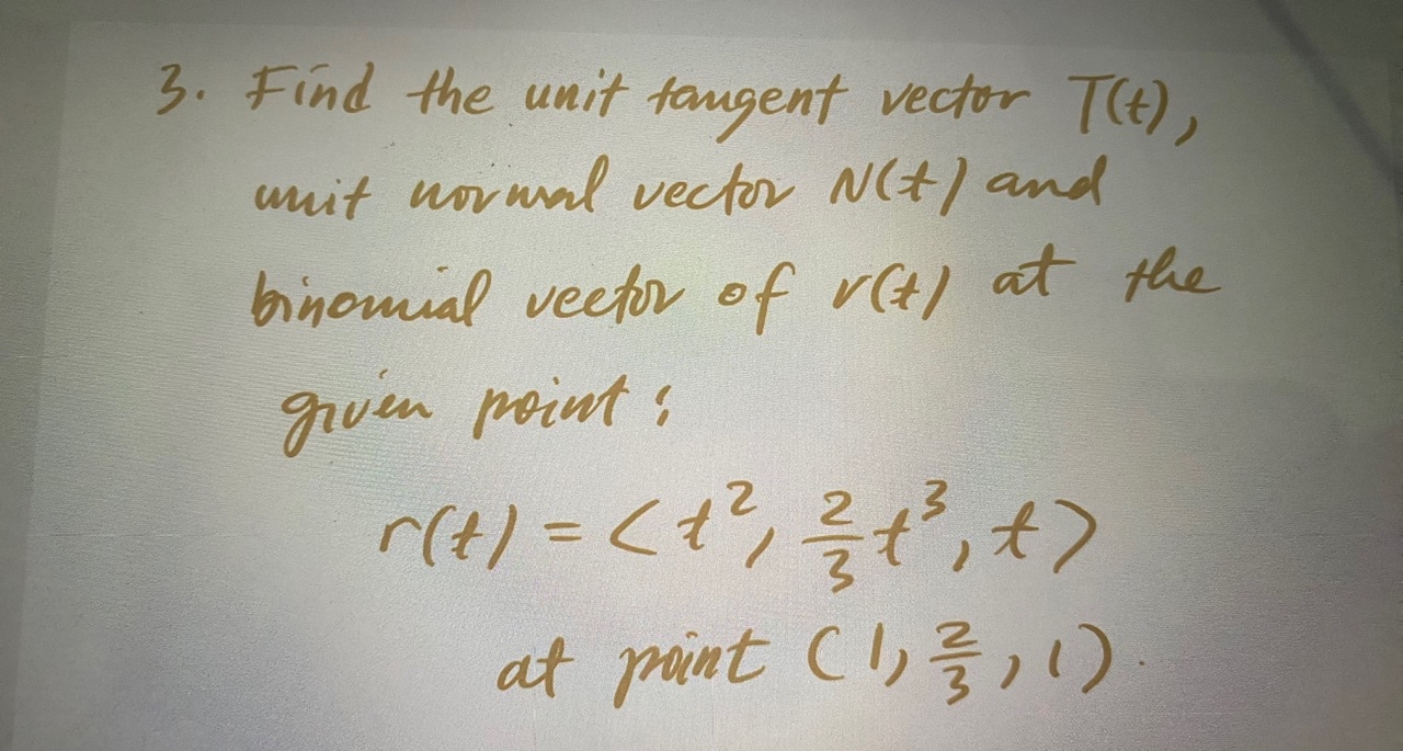 Solved 3. Find the unit tangent vector T(t), unit novual | Chegg.com