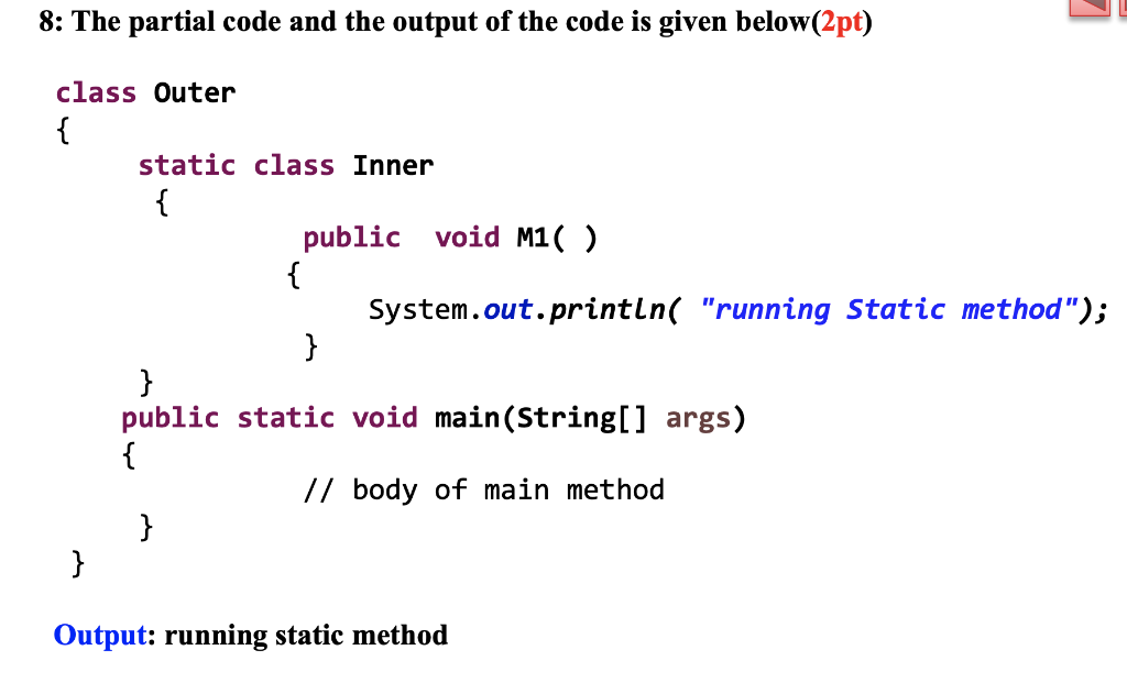 Solved 3: The partial code and the output of the code is | Chegg.com