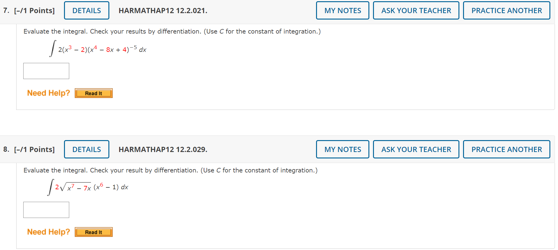 Solved 7. [-/1 Points] DETAILS HARMATHAP12 12.2.021. MY | Chegg.com