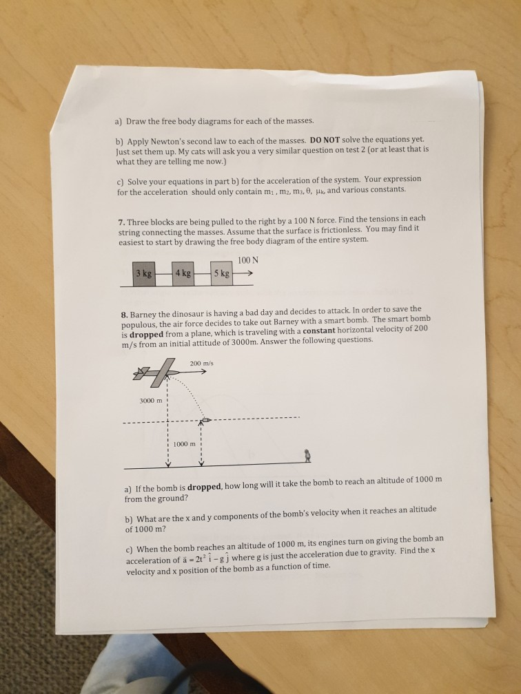 Solved a) Draw the free body diagrams for each of the | Chegg.com