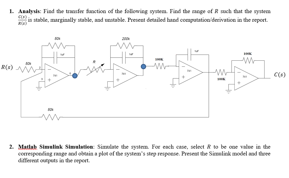 Solved 1. Analysis: Find the transfer function of the | Chegg.com