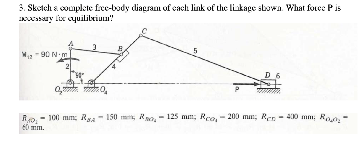 3. Sketch a complete free-body diagram of each link | Chegg.com