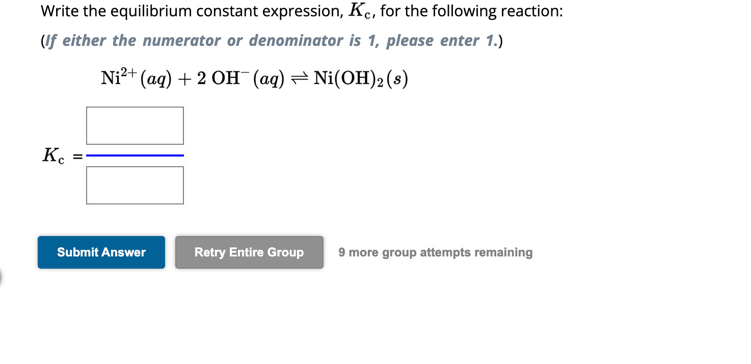 Solved Write The Equilibrium Constant Expression Kc ﻿for 8407