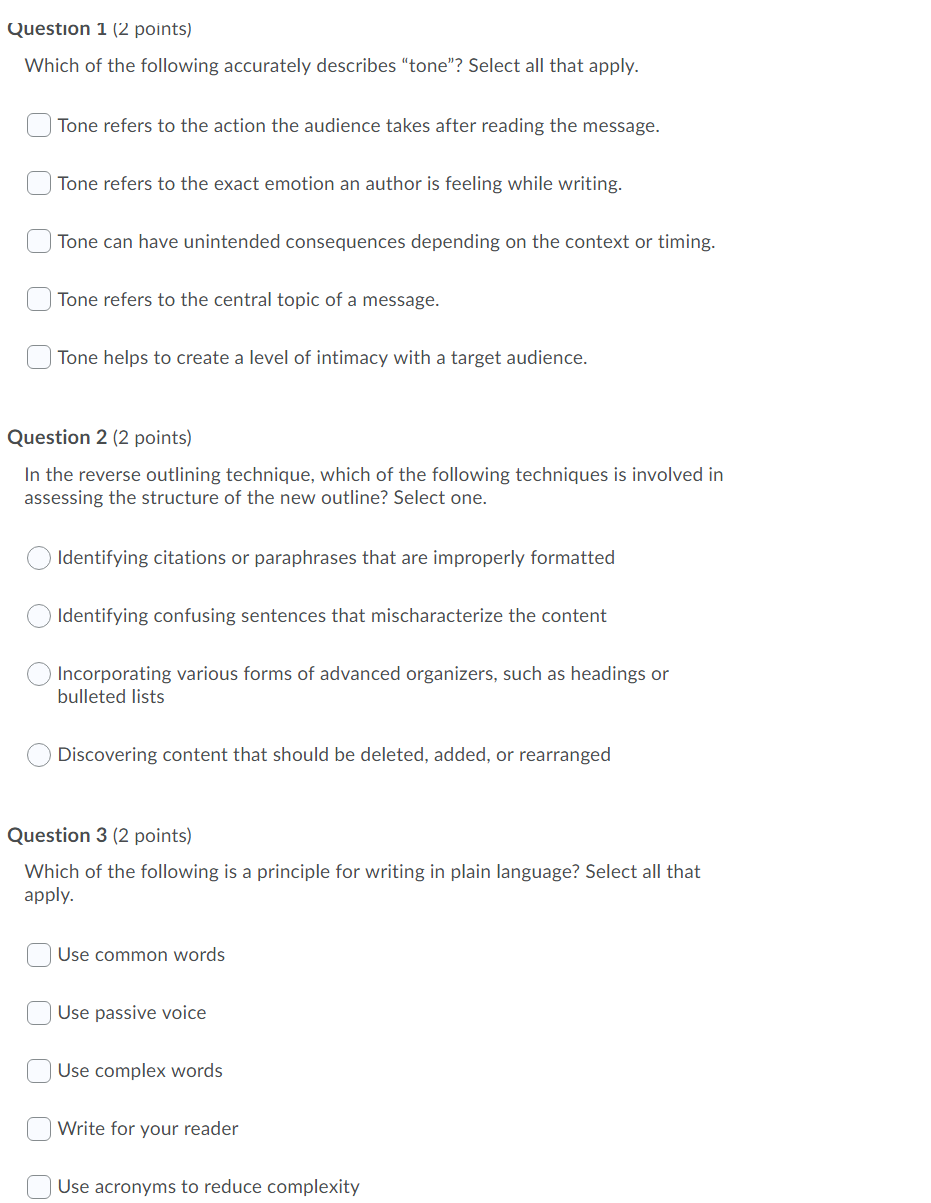 Solved Question 1 (2 points) Which of the following | Chegg.com