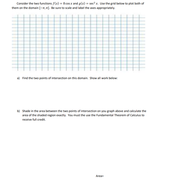 Solved Consider the two functions f(x) = 8 cos x and g(x) = | Chegg.com