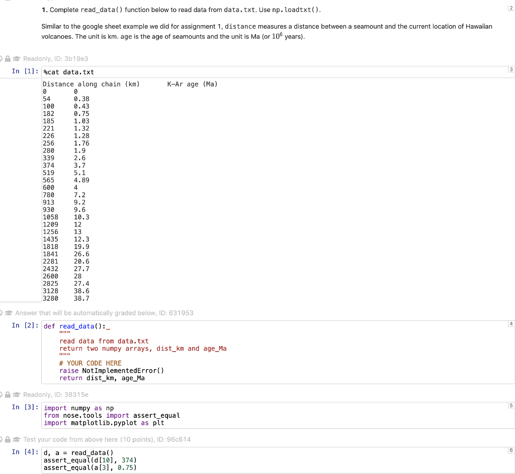 Solved 1. Complete read_data() function below to read data | Chegg.com