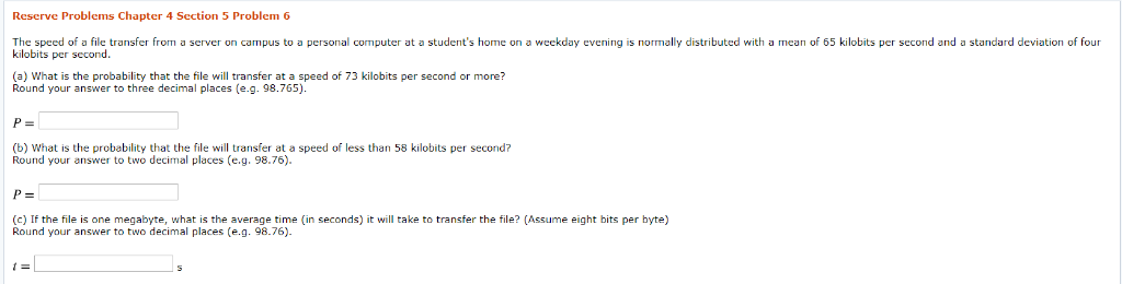 Solved Reserve Problems Chapter 4 Section 5 Problem 6 The | Chegg.com