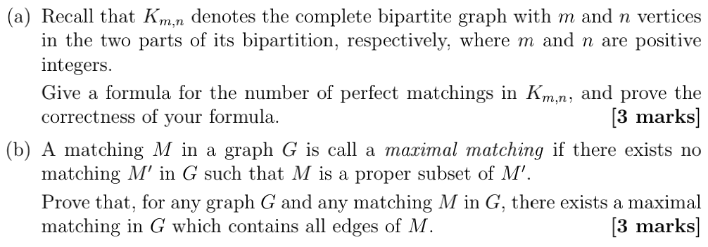 Solved (a) Recall that Km,n denotes the complete bipartite | Chegg.com