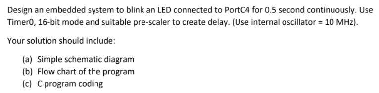 Solved Design an embedded system to blink an LED connected | Chegg.com