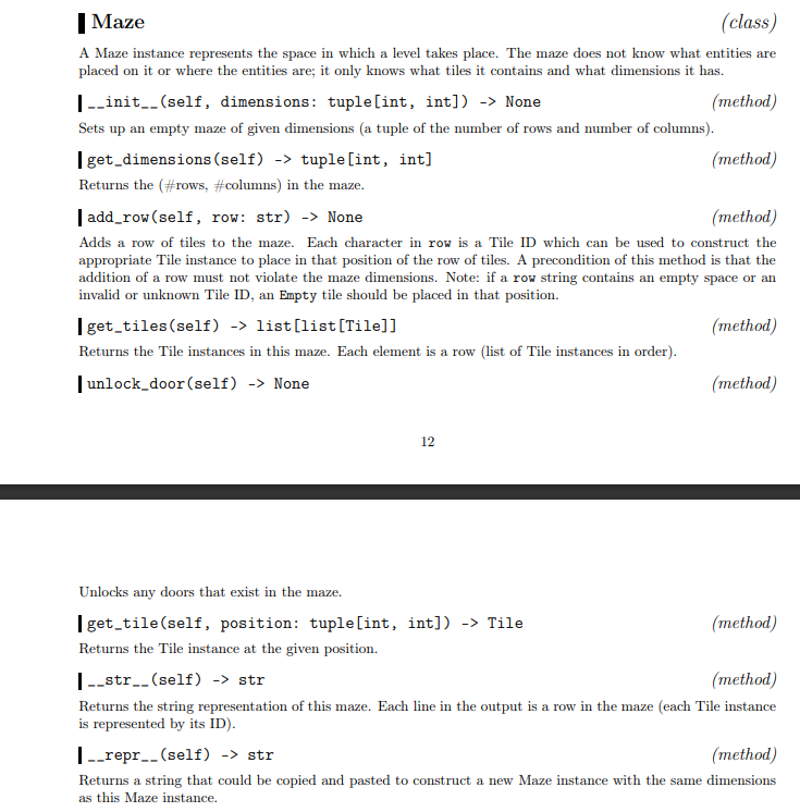 Creating a class maze in python, what is expected | Chegg.com