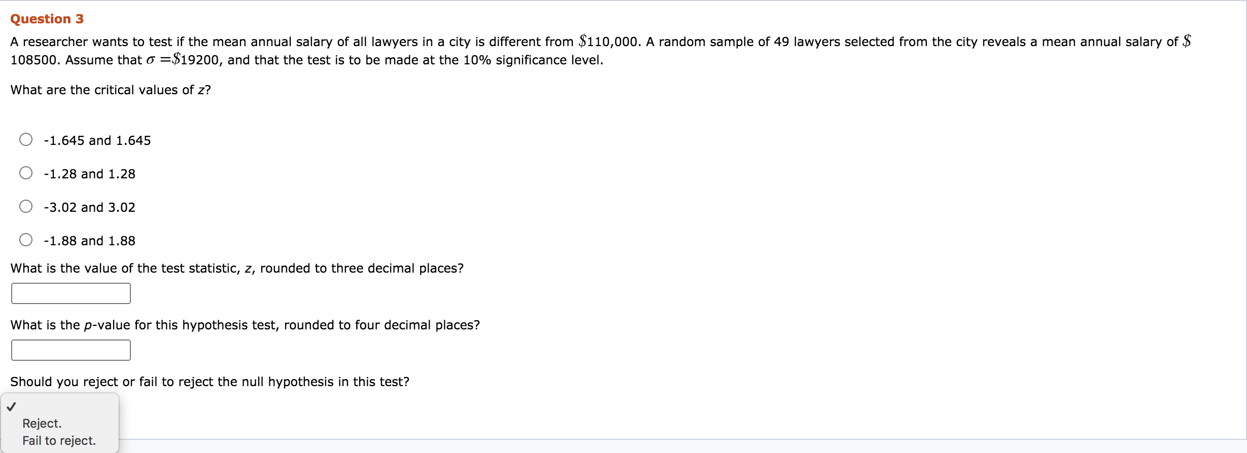 Solved Question 3 A researcher wants to test if the mean | Chegg.com