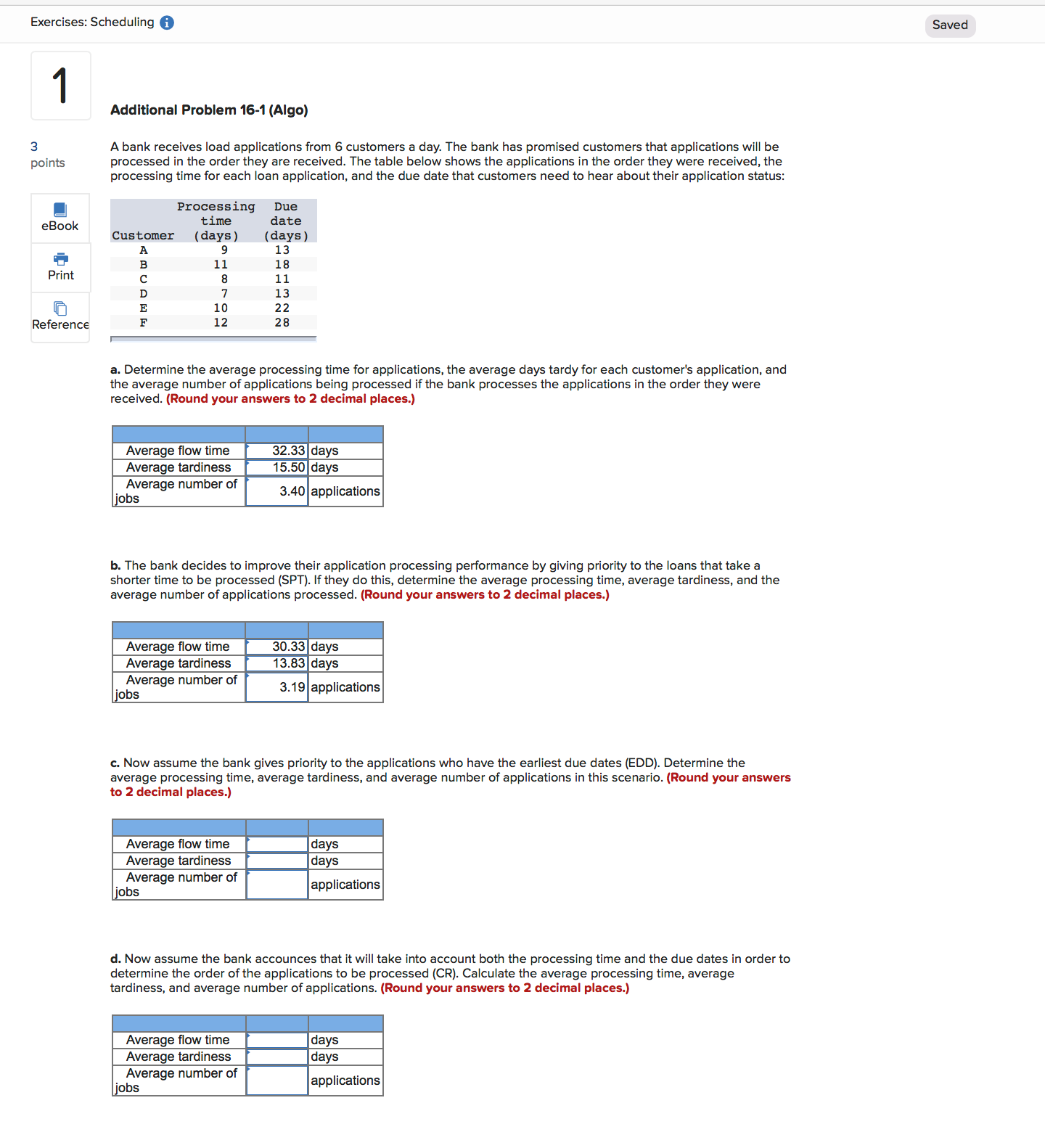 Solved 「 Exercises: Scheduling i Saved 1 Additional Problem | Chegg.com