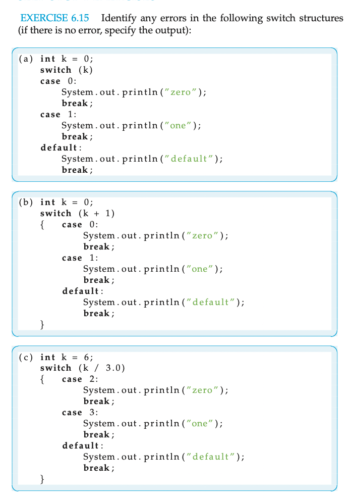 Solved EXERCISE 6.15 Identify any errors in the following | Chegg.com