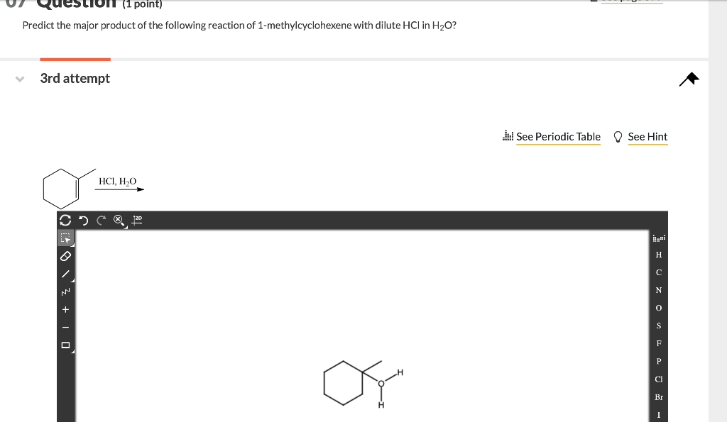 Solved (1 point) Predict the major product of the following | Chegg.com