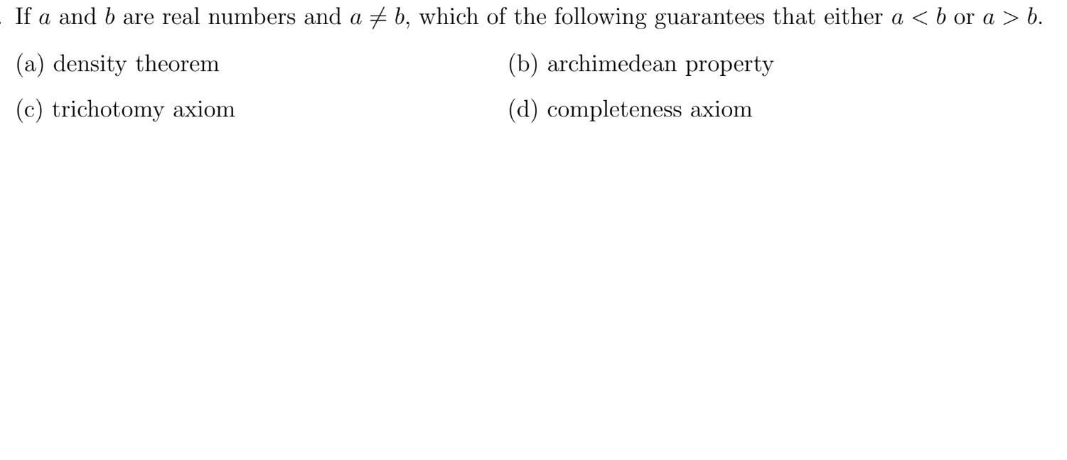 Solved If A And B Are Real Numbers And A # B, Which Of The | Chegg.com