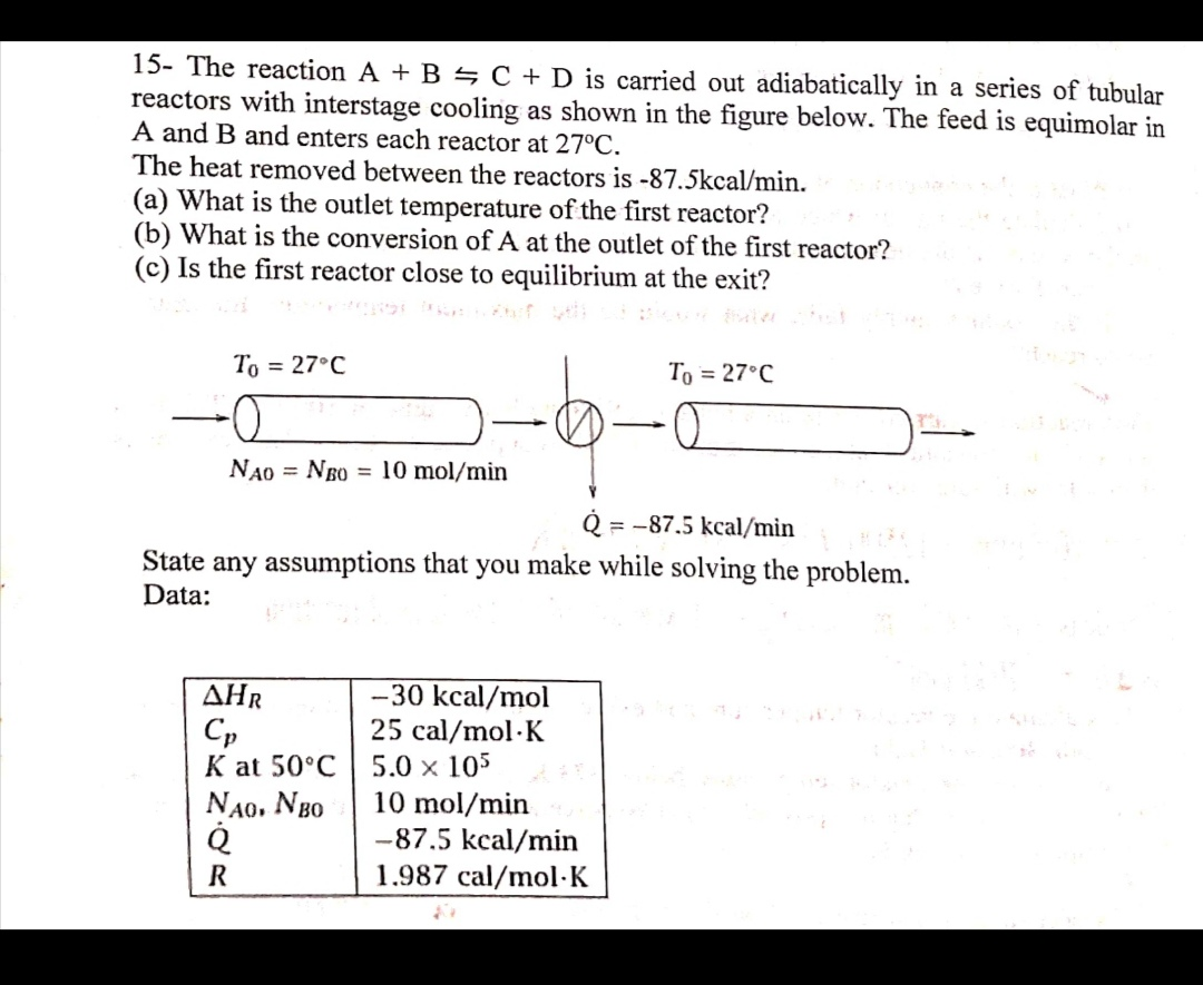 Solved 15- The reaction A + B = C + D is carried out | Chegg.com
