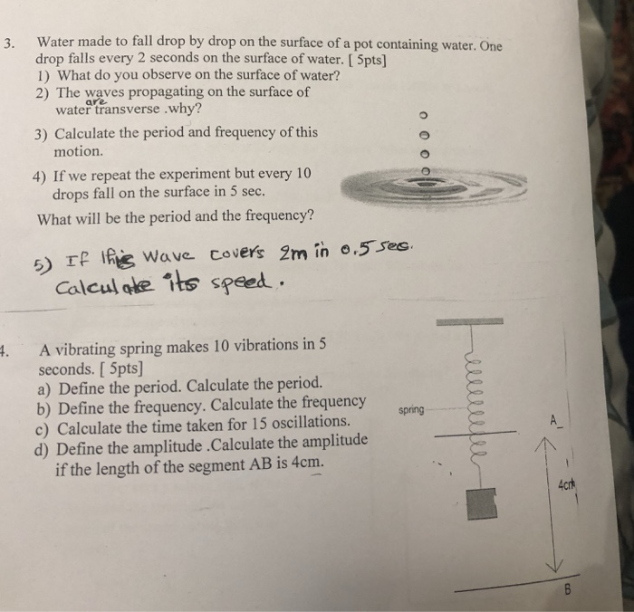 Solved Water made to fall drop by drop on the surface of a